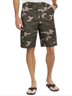 Camo Cargo Shorts Mens Size 30 Green Brown Brown Belted Streetwear
